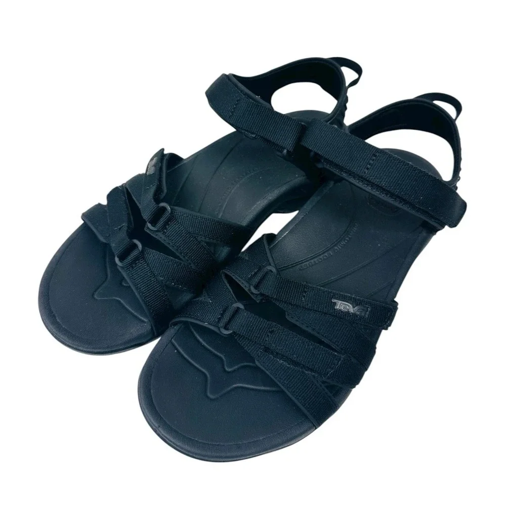 Teva Tirra All Black Strappy Slingback Hiking Sandals Women's Size 9 FD1322E